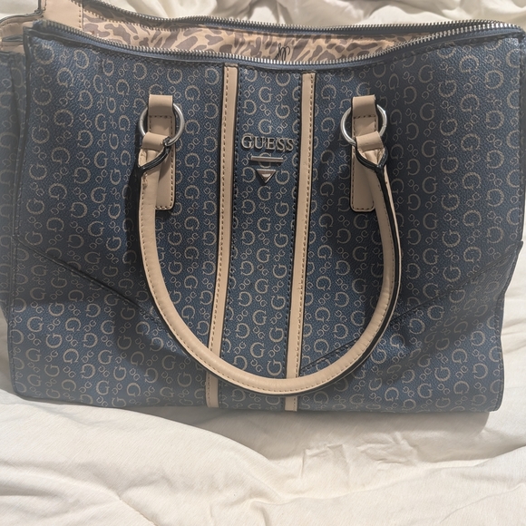 Guess Blue and Tan Tote Bag - Picture 2 of 15